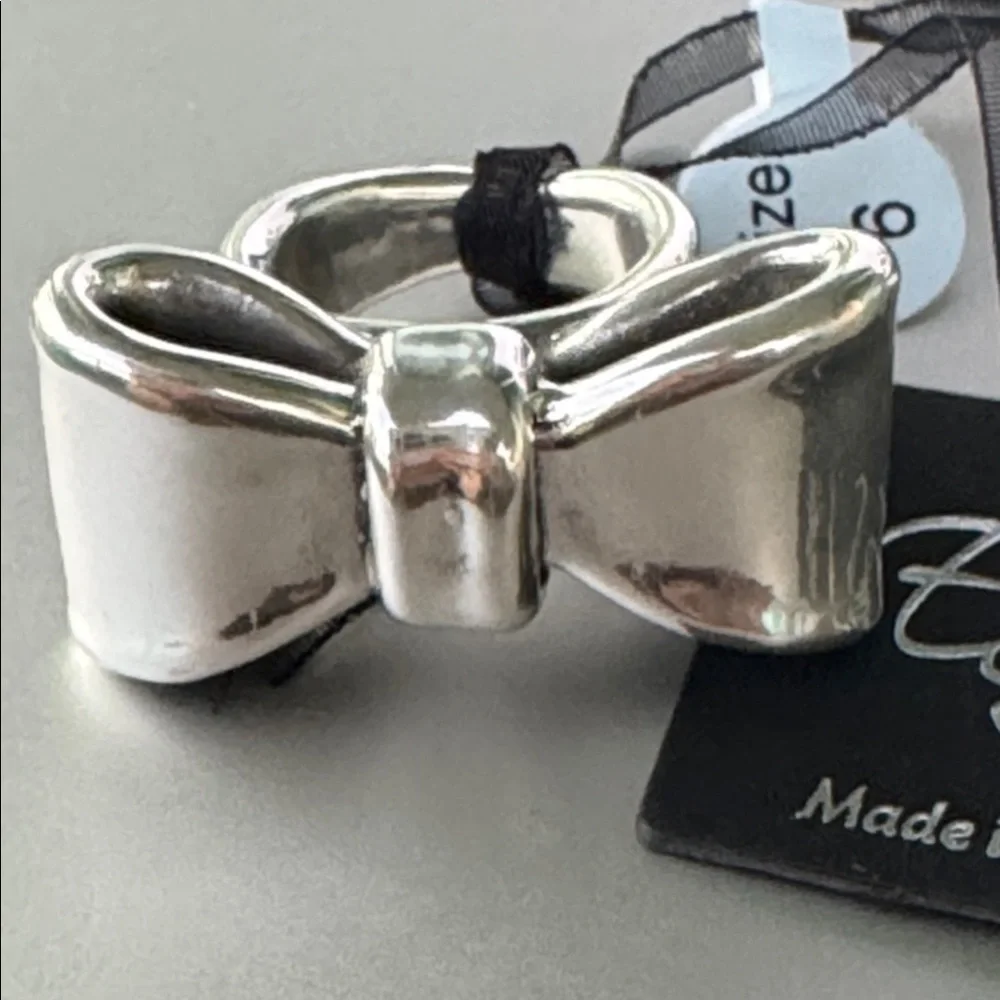 ! E&L Israel Sterling Silver Electroform Bow Ring Sz.6-6.5